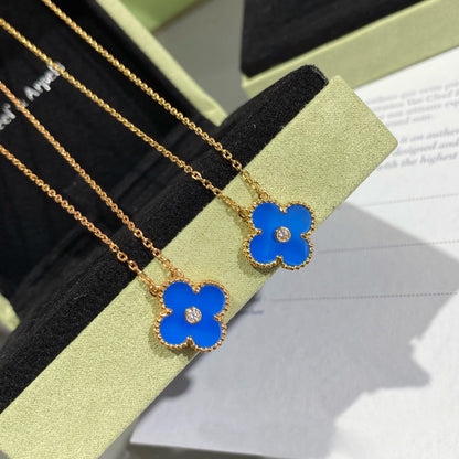 ¡®Lume Jewels¡¯CLOVER 15MM DIAMOND AND BLUE AGATE NECKLACE