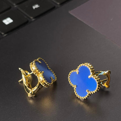 [Lume Jewels] CLOVER LARGE (20mm) 1 MOTIFS BLUE MOP STUD EARRINGS