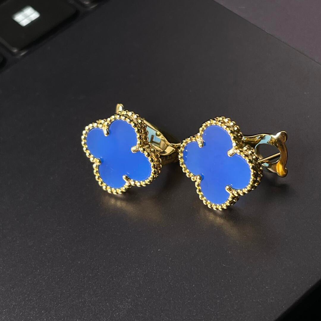 [Lume Jewels] CLOVER LARGE (20mm) 1 MOTIFS BLUE MOP STUD EARRINGS