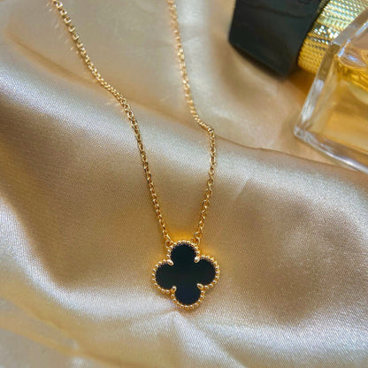 ¡®Lume Jewels¡¯CLOVER 15MM BLACK ONYX SINGLE FLOWER NECKLACE