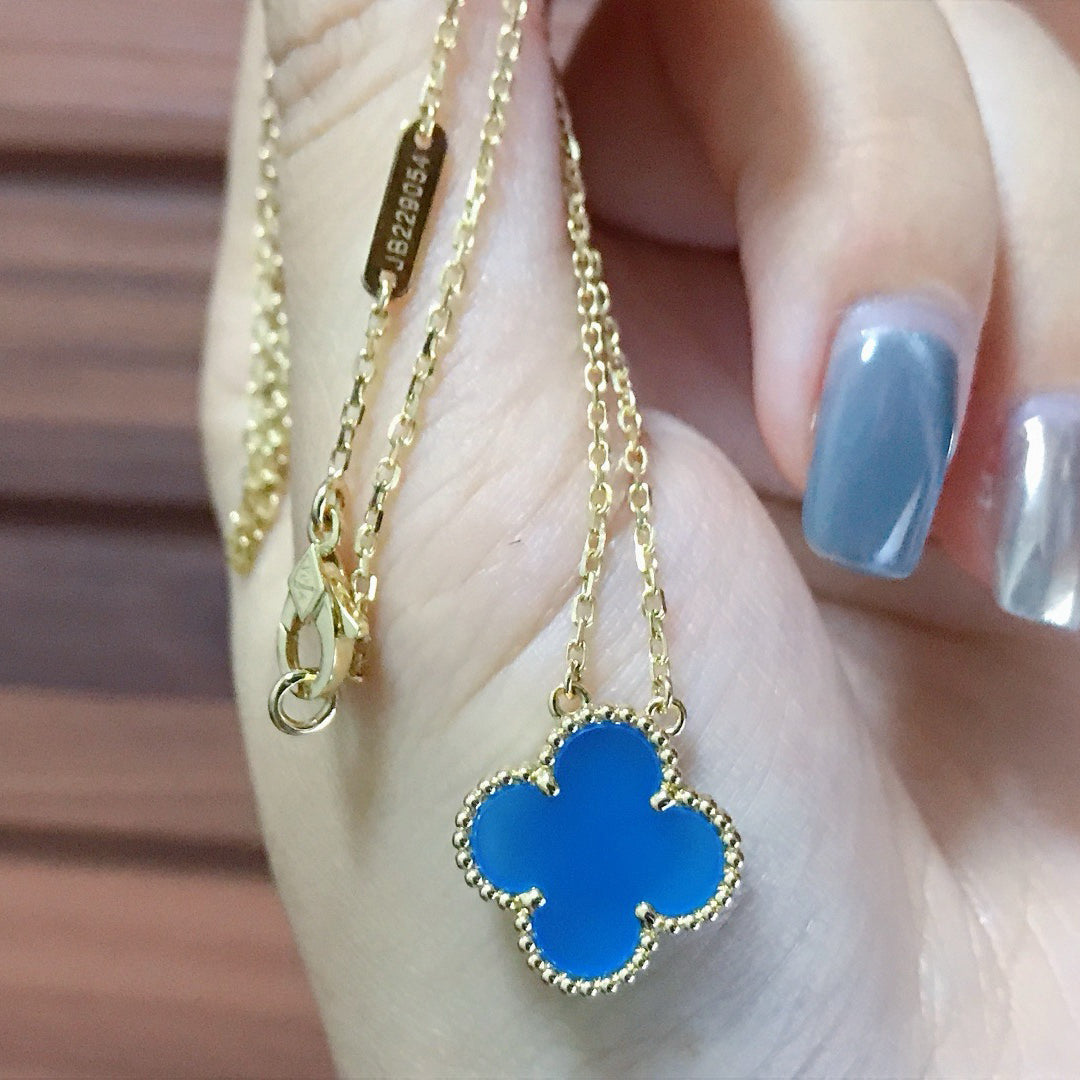 ¡®Lume Jewels¡¯CLOVER 15MM BLUE AGATE NECKLACE