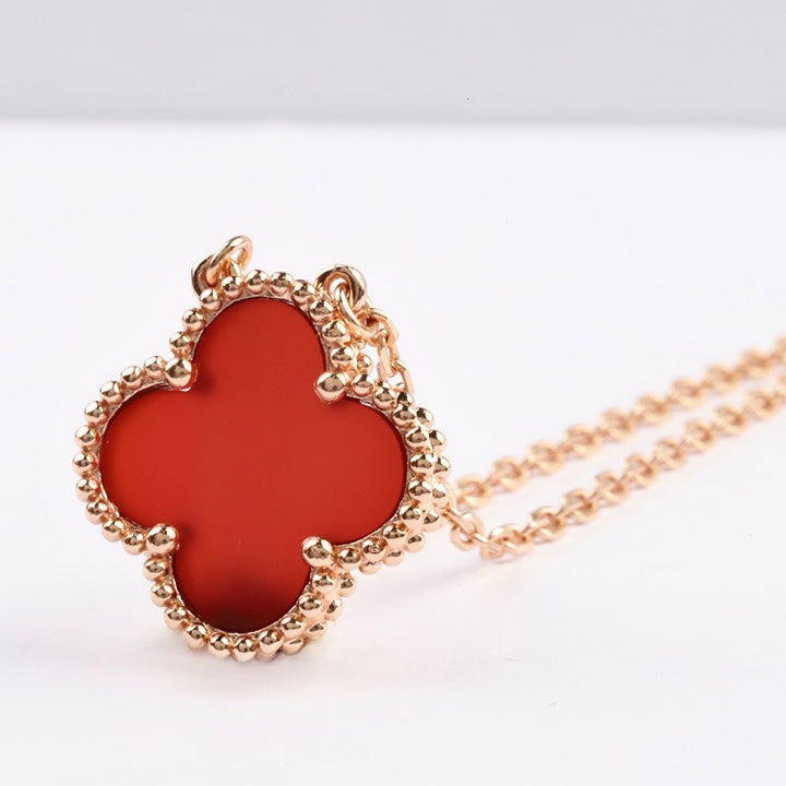 ¡®Lume Jewels¡¯CLOVER 15MM CARNELIAN SINGLE FLOWER NECKLACE