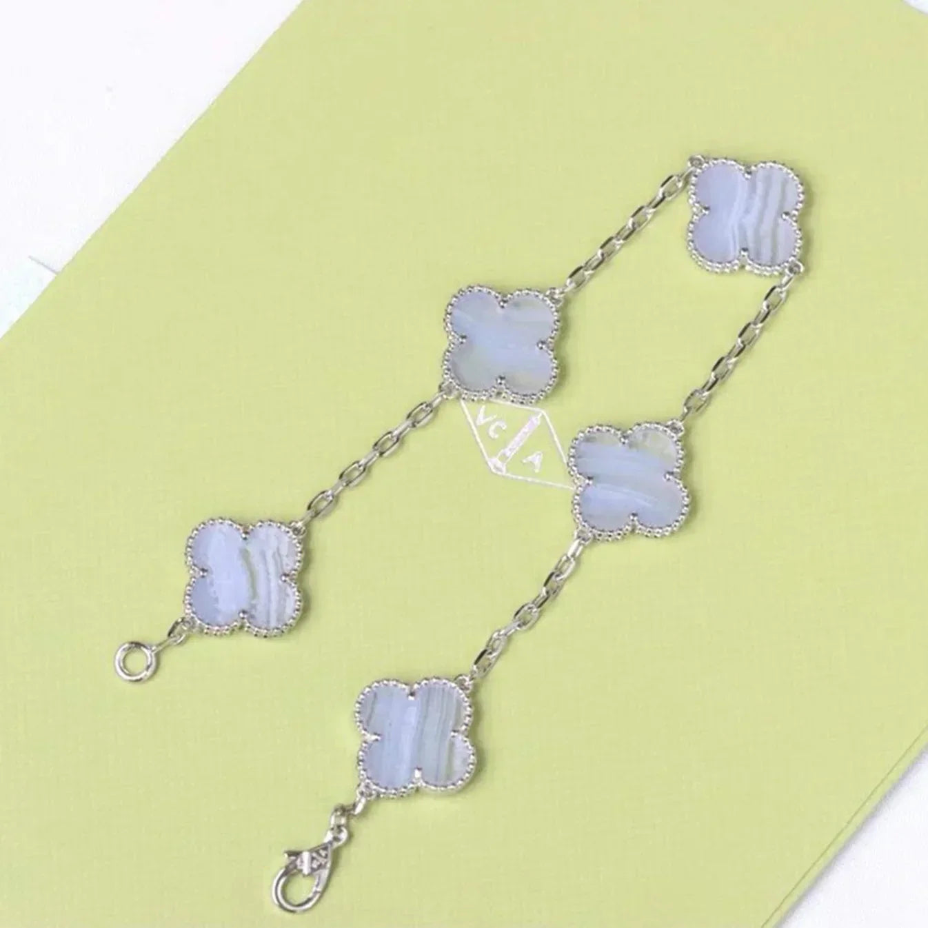 [Lume Jewels]New  CLOVER 5 MOTIF PURPLE CHALCEDONY BRACELET COLLECTION