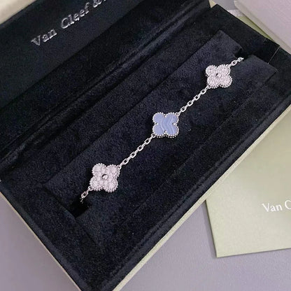 [Lume Jewels]New  CLOVER 5 MOTIF PURPLE CHALCEDONY BRACELET COLLECTION