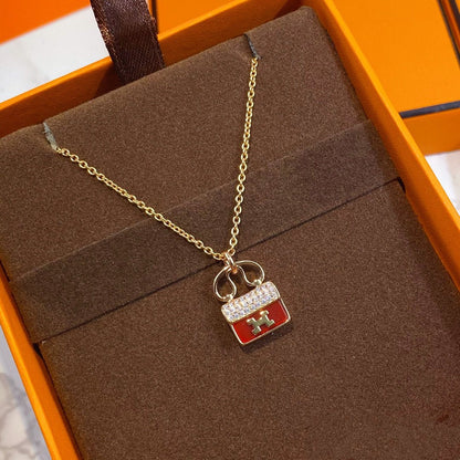 ¡®Lume Jewels¡¯CONSTANCE RED PEDANT PINK GOLD NECKLACE
