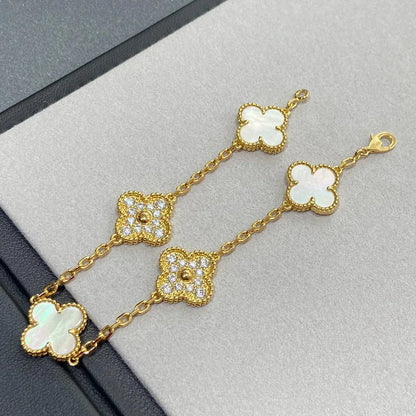 [Lume Jewels]New CLOVER WHITE PEARL MOP 5 MOTIF BRACELET COLLECTION