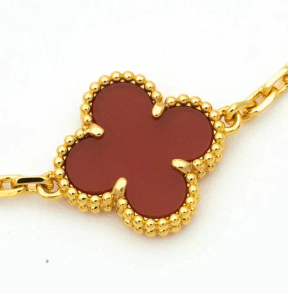 [Lume Jewels]New  CLOVER 5 MOTIF RED CORNELIAN BRACELET COLLECTION