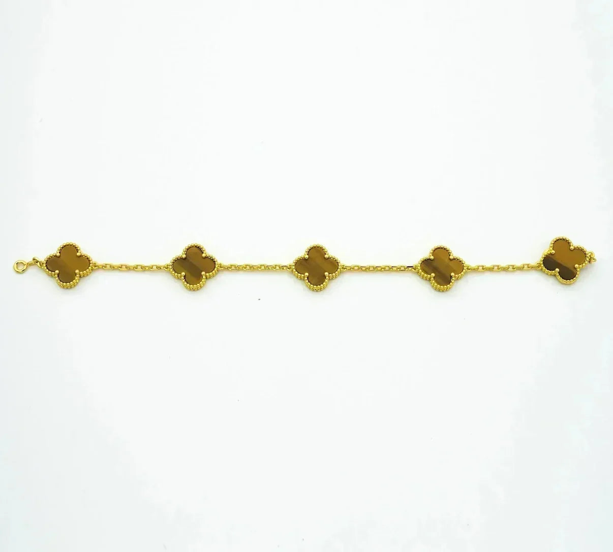 [Lume Jewels]New  CLOVER 5 MOTIFS TIGER EYE BRACELET COLLECTION