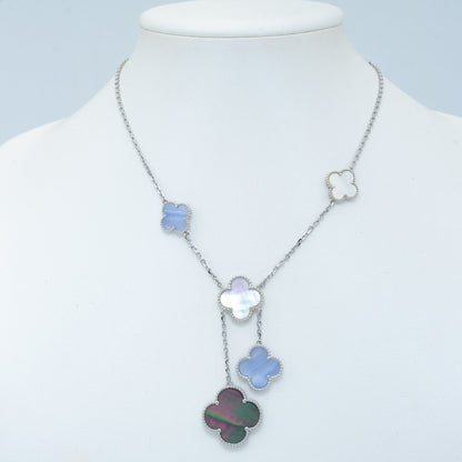 ¡®Lume Jewels¡¯CLOVER MOP CHALCEDONY NECKLACE SILVER 6 MOTIF