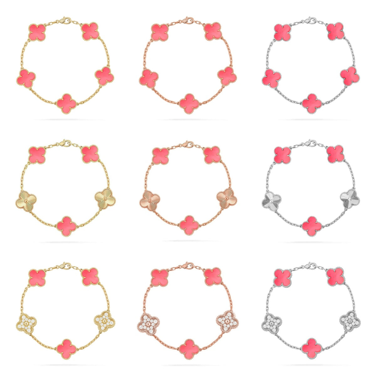 [Lume Jewels]New  CLOVER 5 MOTIFS  PINK MOP BRACELET COLLECTION