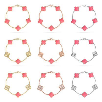 [Lume Jewels]New  CLOVER 5 MOTIFS  PINK MOP BRACELET COLLECTION