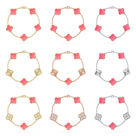 [Lume Jewels]New  CLOVER 5 MOTIFS  PINK MOP BRACELET COLLECTION