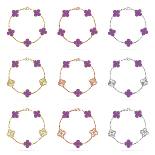 [Lume Jewels]New  CLOVER 5 MOTIF VIOLET BRACELET COLLECTION