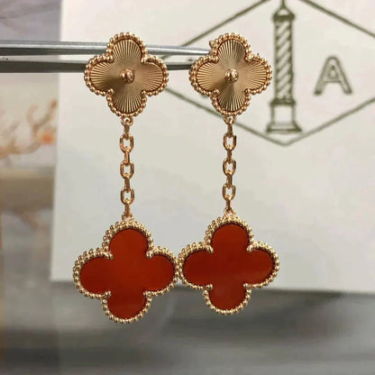 ¡®Lume Jewels¡¯CLOVER 2 MOTIF  LASER CARNELIAN EARRINGS