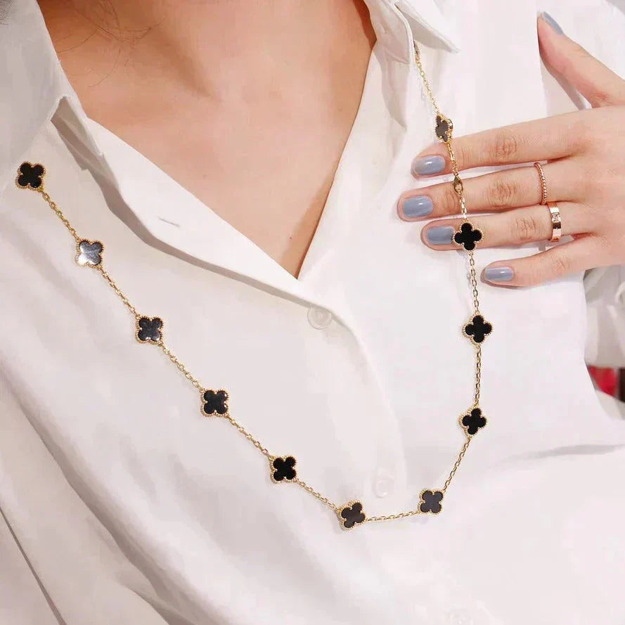 ¡®Lume Jewels¡¯CLOVER 20 MOTIFS ONYX NECKLACE