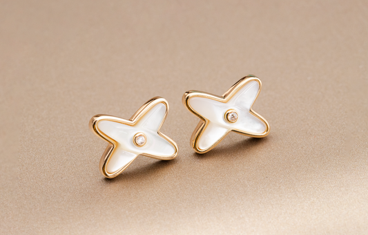 ¡®Lume Jewels¡¯JEUX DE WHITE MOP PINK GOLD DIAMOND EARRINGS