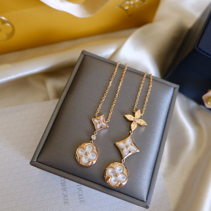 ¡®Lume Jewels¡¯COLOR BLOSSOM LARIAT NECKLACE PINK GOLD WHITE MOTHER PEARL AND DIAMOND