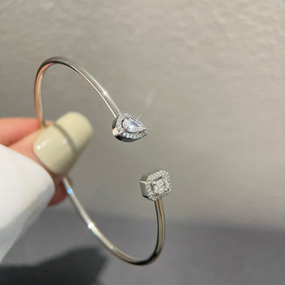 [Lume Jewels]JONC FLEX MY TWIN TOI & MOI SILVER DIAMOND BRACELET
