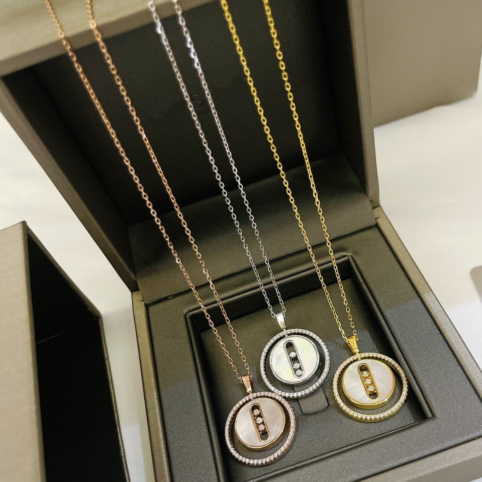 [Lume Jewels]LUCKY MOVE MM NACRE BLANCHE DIAMOND NECKLACE