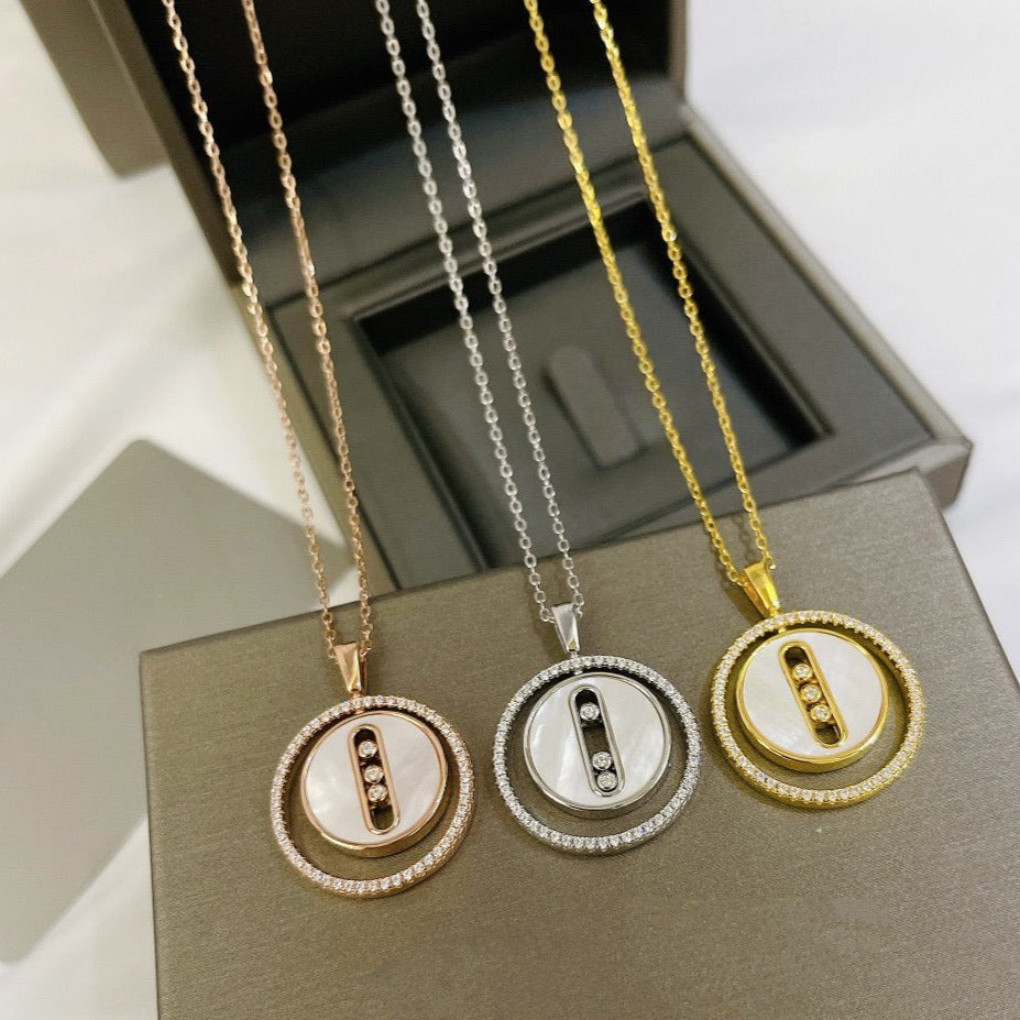 [Lume Jewels]LUCKY MOVE MM NACRE BLANCHE DIAMOND NECKLACE
