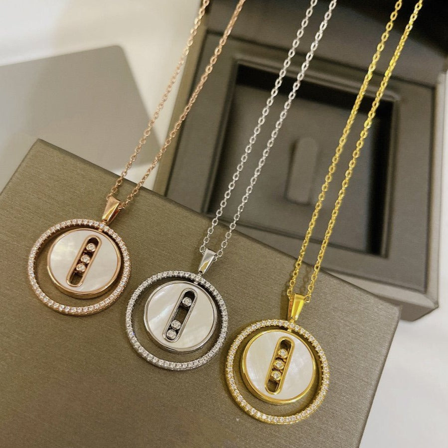 [Lume Jewels]LUCKY MOVE MM NACRE BLANCHE DIAMOND NECKLACE
