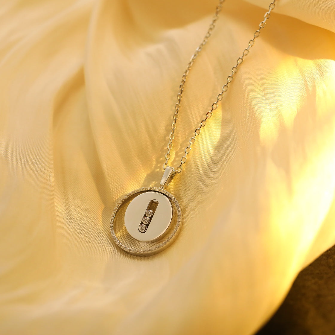 [Lume Jewels]LUCKY MOVE MM SILVER DIAMOND NECKLACE