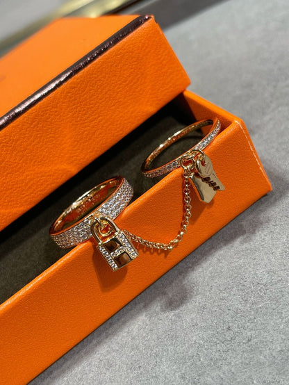 ¡®Lume Jewels¡¯HM KELLY CLOCHETTE DOUBLE RING IN  WITH DIAMONDS
