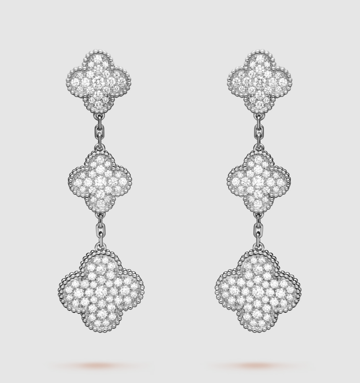 ¡®Lume Jewels¡¯CLOVER 3 MOTIF DIAMOND SILVER DROP EARRINGS