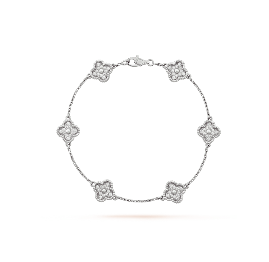 ¡®Lume Jewels¡¯CLOVER 6 MOTIF SILVER DIAMOND BRACELET