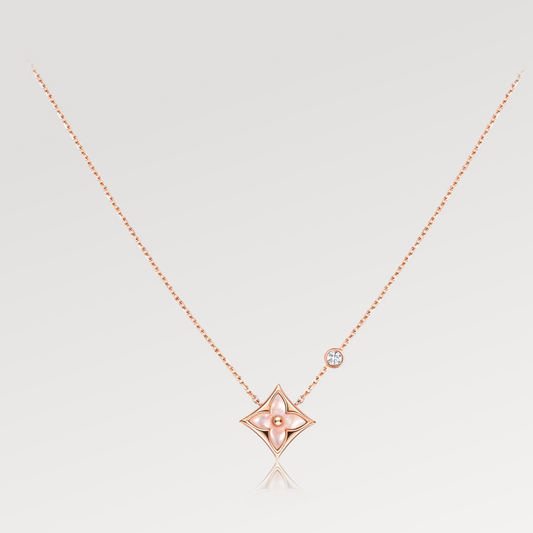 ¡®Lume Jewels¡¯STAR PINK MOP 1 DIAMOND PINK GOLD NECKLACE