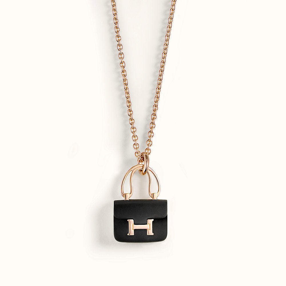 ¡®Lume Jewels¡¯CONSTANCE BLACK PEDANT PINK GOLD NECKLACE