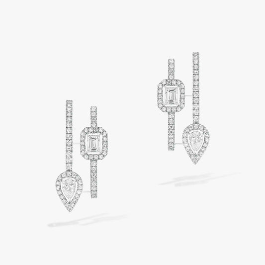 [Lume Jewels]CREOLES MY TWIN 2 RANGS SILVER DIAMOND EARRINGS