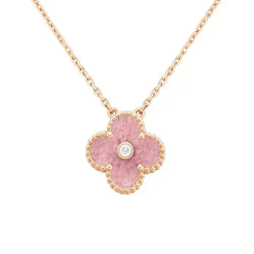 ¡®Lume Jewels¡¯CLOVER 15MM DIAMOND RHODONITE NECKLACE