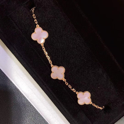 [Lume Jewels]CLOVER 5 MOTIFS Pink  AGATE  BRACELET