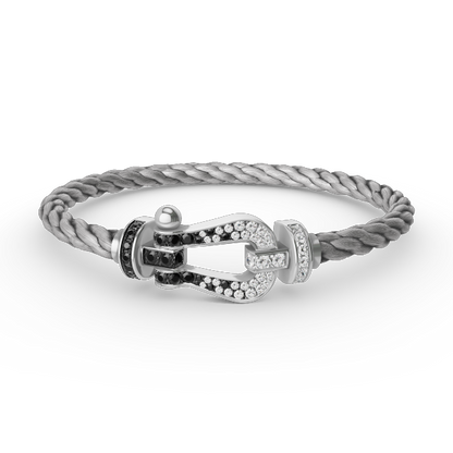 ¡®Lume Jewels¡¯FORCE LARGE HORSESHOE BLACK WHITE DIAMOND BRACELET SILVER