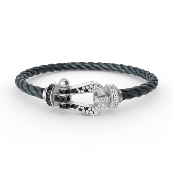 ¡®Lume Jewels¡¯FORCE LARGE HORSESHOE BLACK WHITE DIAMOND BRACELET SILVER