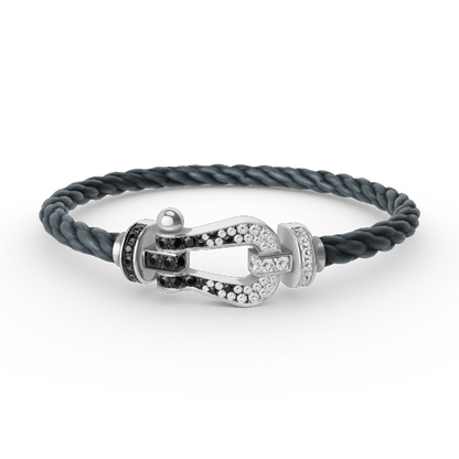 ¡®Lume Jewels¡¯FORCE LARGE HORSESHOE BLACK WHITE DIAMOND BRACELET SILVER