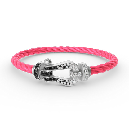 ¡®Lume Jewels¡¯FORCE LARGE HORSESHOE BLACK WHITE DIAMOND BRACELET SILVER