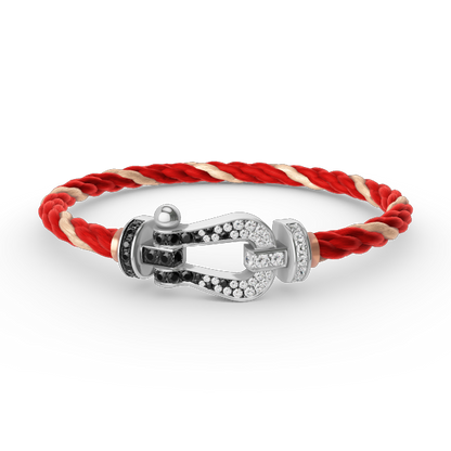 ¡®Lume Jewels¡¯FORCE LARGE HORSESHOE BLACK WHITE DIAMOND BRACELET SILVER