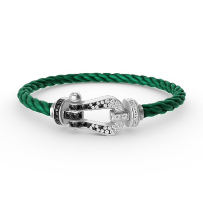 ¡®Lume Jewels¡¯FORCE LARGE HORSESHOE BLACK WHITE DIAMOND BRACELET SILVER