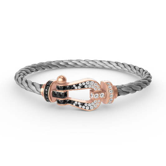 ¡®Lume Jewels¡¯FORCE LARGE HORSESHOE BLACK WHITE DIAMOND BRACELET ROSE GOLD
