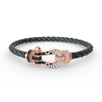 ¡®Lume Jewels¡¯FORCE LARGE HORSESHOE BLACK WHITE DIAMOND BRACELET ROSE GOLD