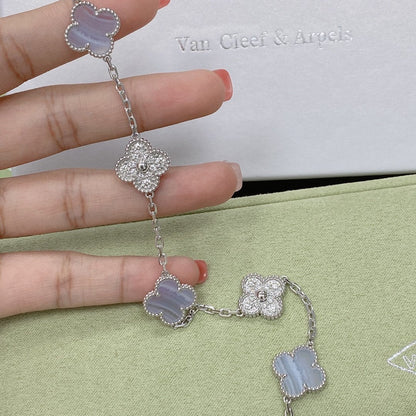 [Lume Jewels]New  CLOVER 5 MOTIF PURPLE CHALCEDONY BRACELET COLLECTION