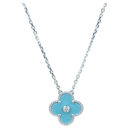 ¡®Lume Jewels¡¯CLOVER 15MM DIAMOND SVRES PORCELAIN  NECKLACE SILVER