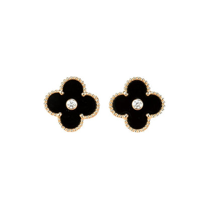 ¡®Lume Jewels¡¯CLOVER MEDIUM 1 MOTIFS ONYX DIAMOND EARRINGS