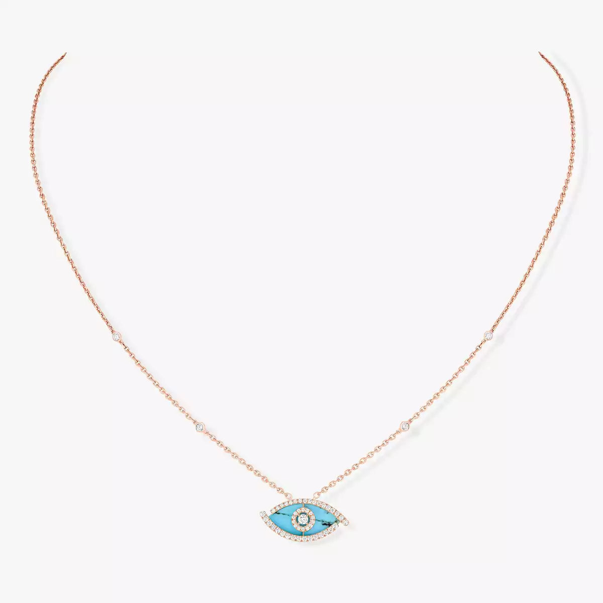 [Lume Jewels]Lucky Eye Diamond Necklace in Rose Gold and Turquoise