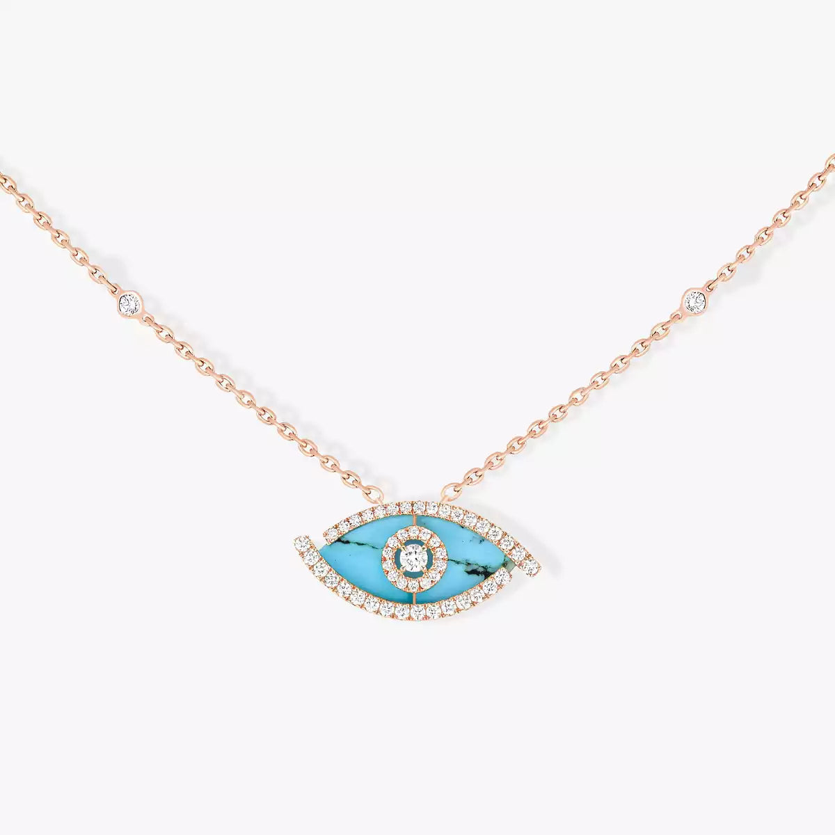 [Lume Jewels]Lucky Eye Diamond Necklace in Rose Gold and Turquoise