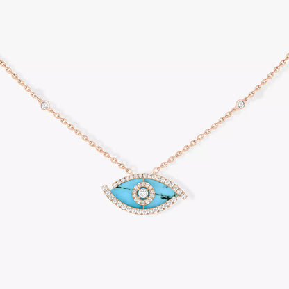 [Lume Jewels]Lucky Eye Diamond Necklace in Rose Gold and Turquoise