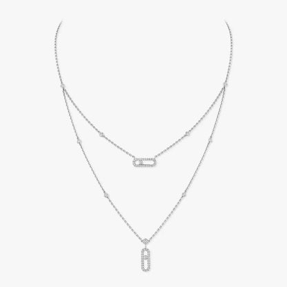 [Lume Jewels]2 Rows Rose Gold Diamond Pave_ Necklace Move Uno