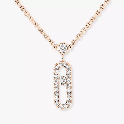 [Lume Jewels]2 Rows Rose Gold Diamond Pave_ Necklace Move Uno